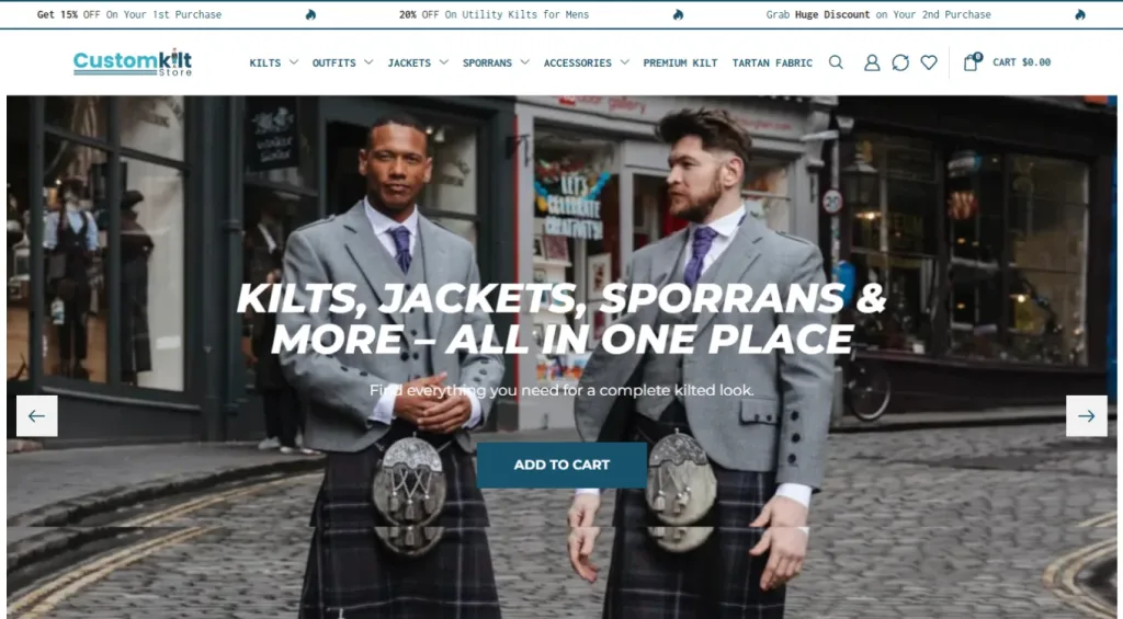 Custom Kilt Store | WordPress Development