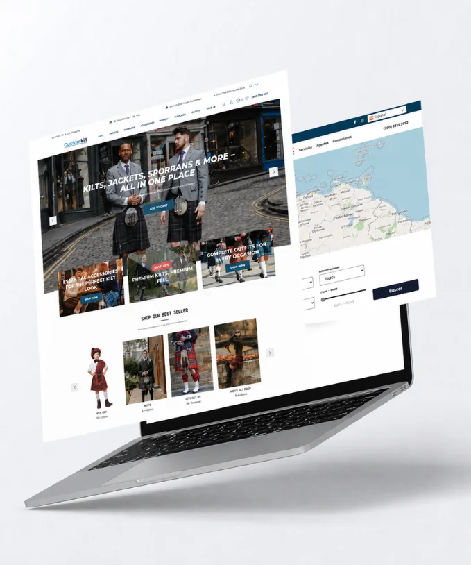 Custom Kilt Store | WordPress Development | Desktop view