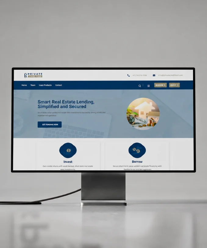 JR Private Credit | Website Development | Desktop View