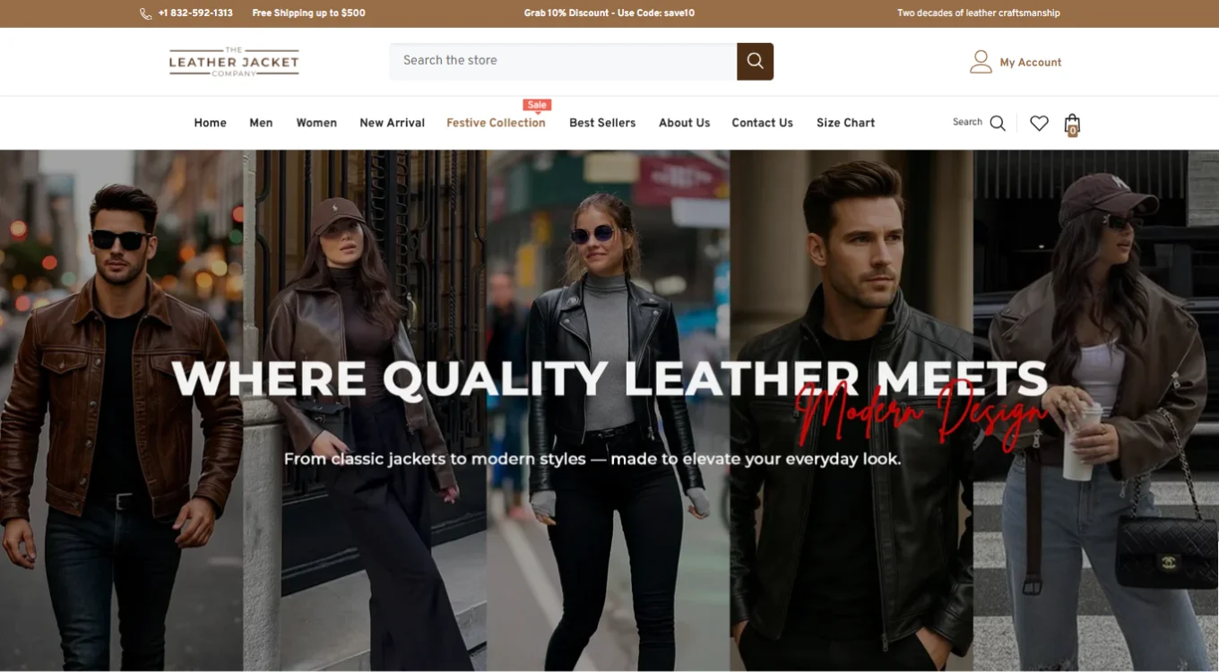 The leather Jacket Company | Shopify Development