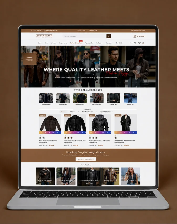 The Leather Jacket Company | Shopify Web Development | Desktop View