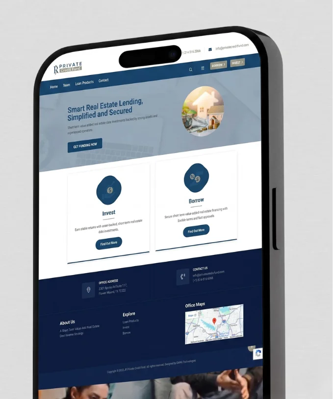 JR Private Credit | Website development | Mobile view